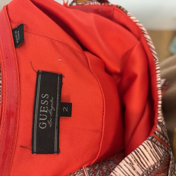 Guess Dress Womens 2 Orange Print Flirty Fairycore Flowy Halter 90s Y2K Sexy - Picture 2 of 6